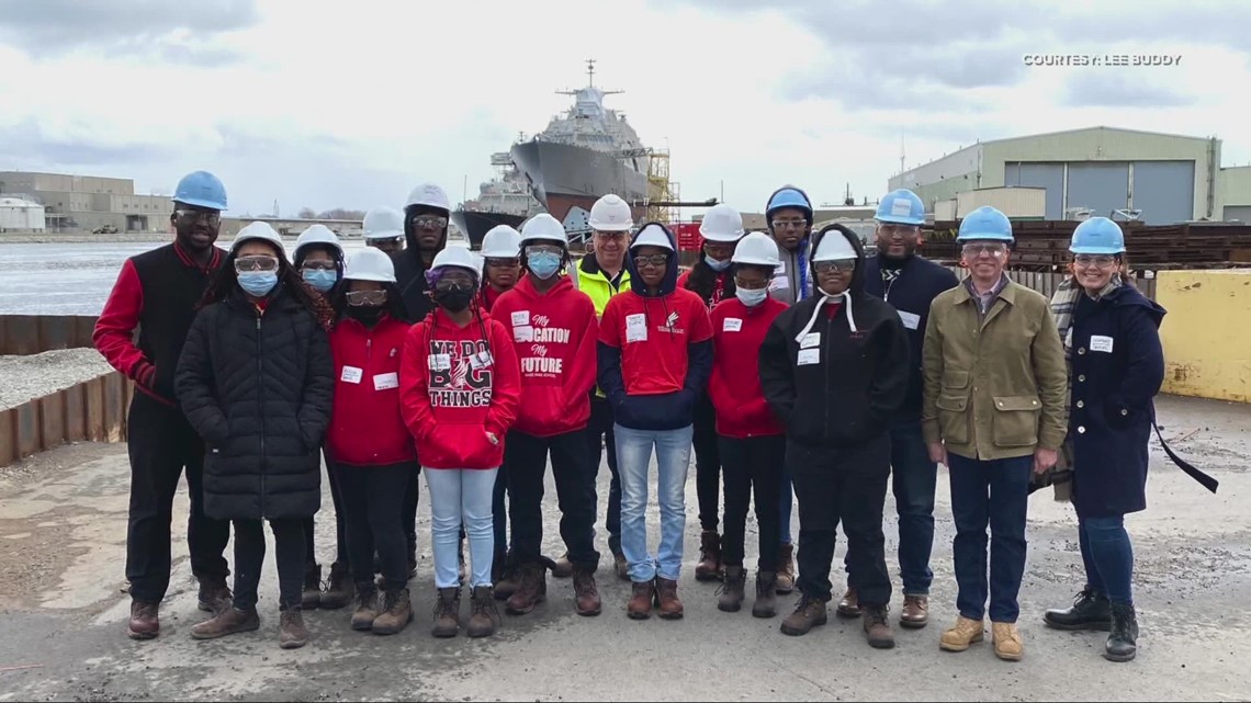 Local Students visit the USS Cleveland, the Navy’s newest ship