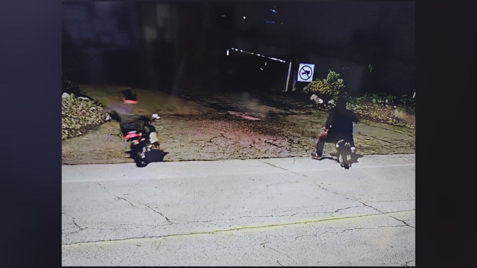 The police department is looking to identify two males seen on surveillance footage operating four-stroke dirt bikes at around 4:42 a.m. Thursday.