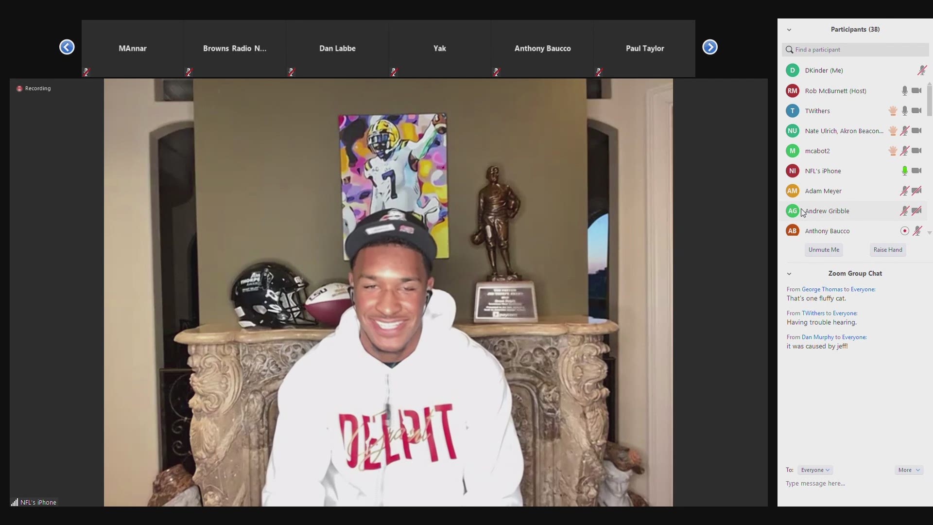 For the second year in a row, the Browns selected a defensive back from LSU in the second round. Grant Delpit was asked about reuniting with Greedy Williams.