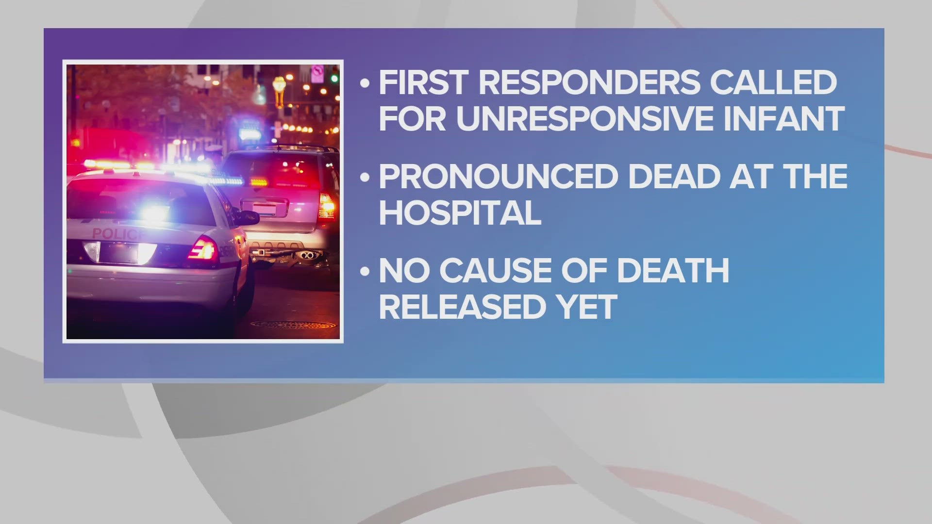 The boy was taken to an area hospital where he was pronounced dead, according to police.