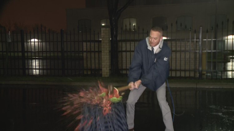 Mike Polk Jr. honors the life of comedian Gallagher by smashing a watermelon live on TV