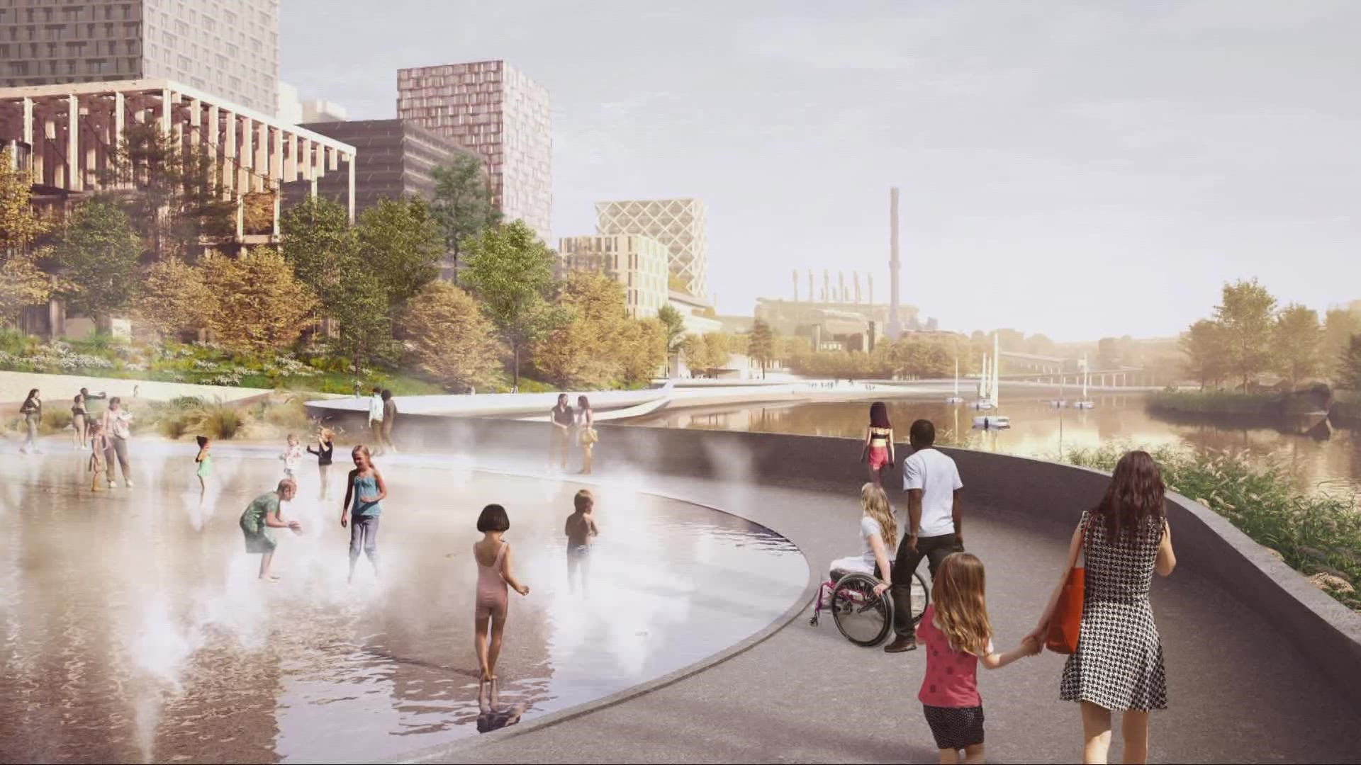 Real estate company Bedrock unveiled its plans for Cleveland's Cuyahoga Riverfront on Friday.