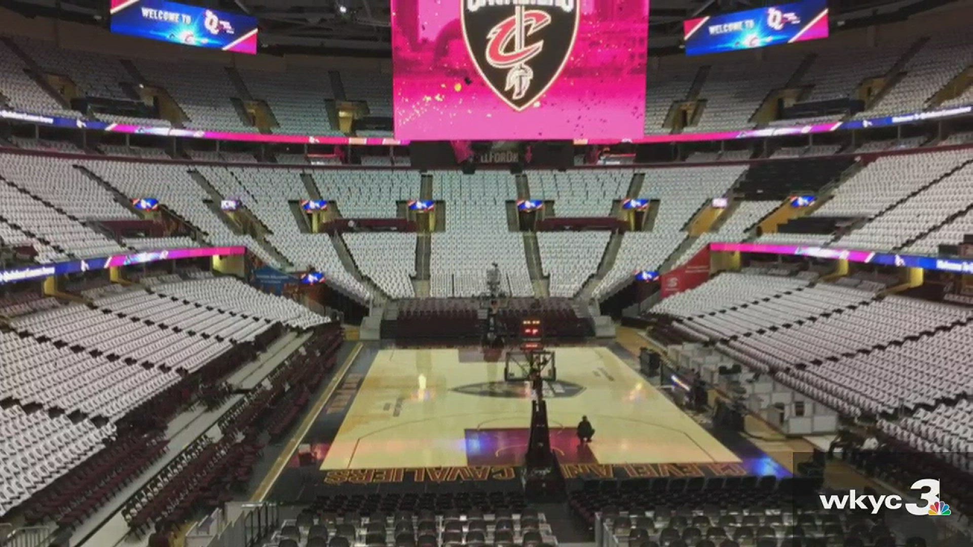 Oct. 17, 2017: Game day is here! The Cleveland Cavaliers are battling the Boston Celtics in the 2017 season opener. We got a sneak peek at preparations inside Quicken Loans Arena.