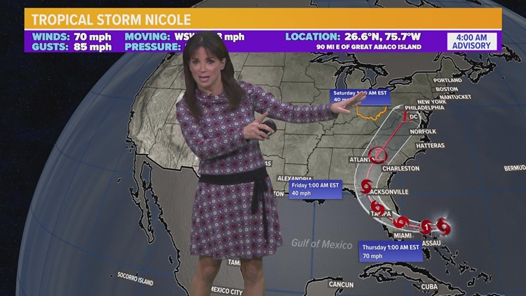 Tropical Storm Nicole approaches Florida: See the updated storm path