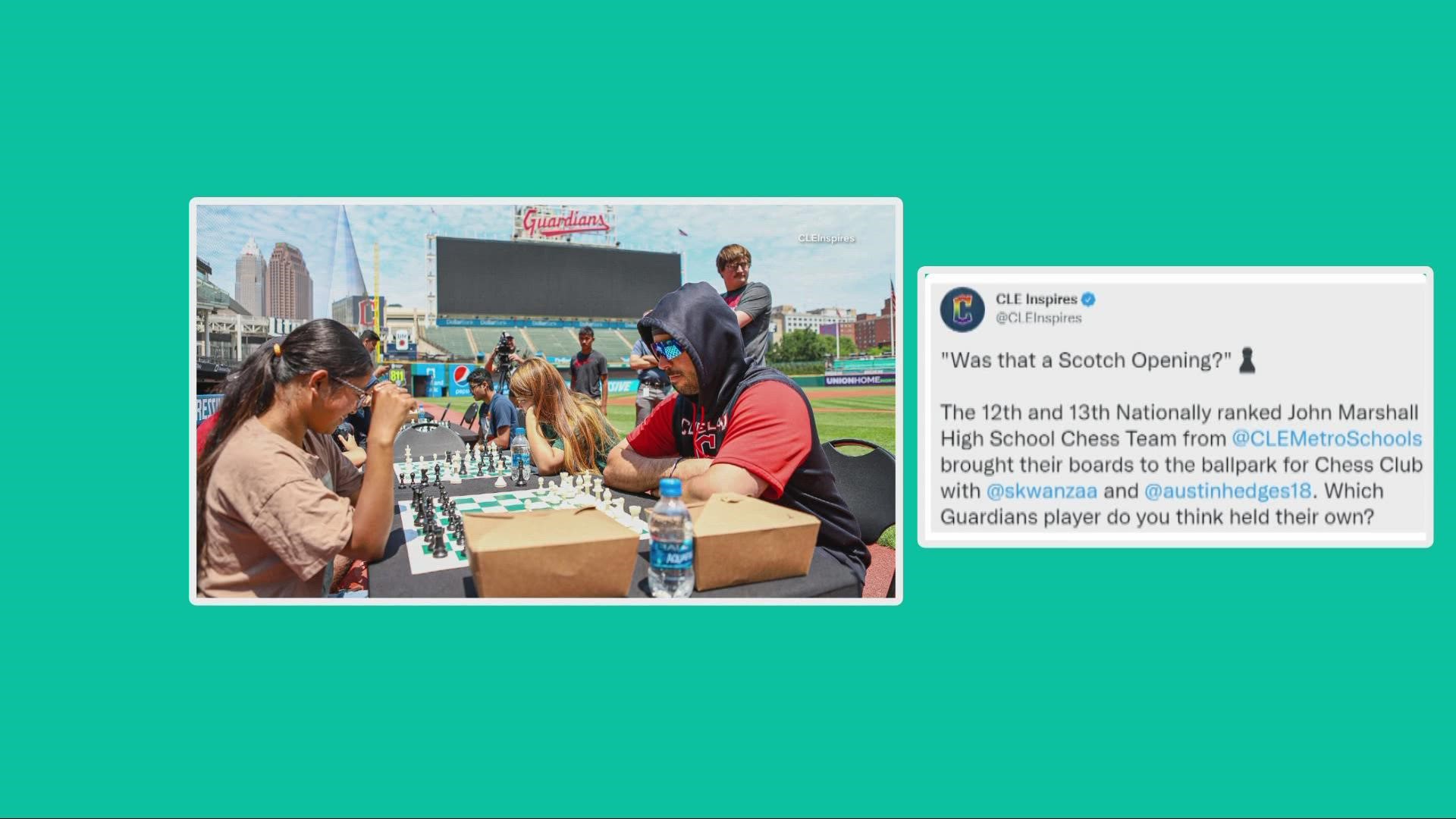 Today's Show Us Something Good comes from Progressive Field, where Guardians players Steven Kwan and Austin Hedges played took on some local high school chess stars.