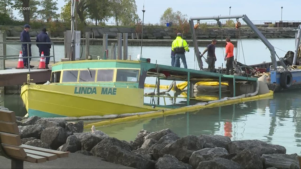 Crews in Lake Erie raise Linda Mae fishing boat