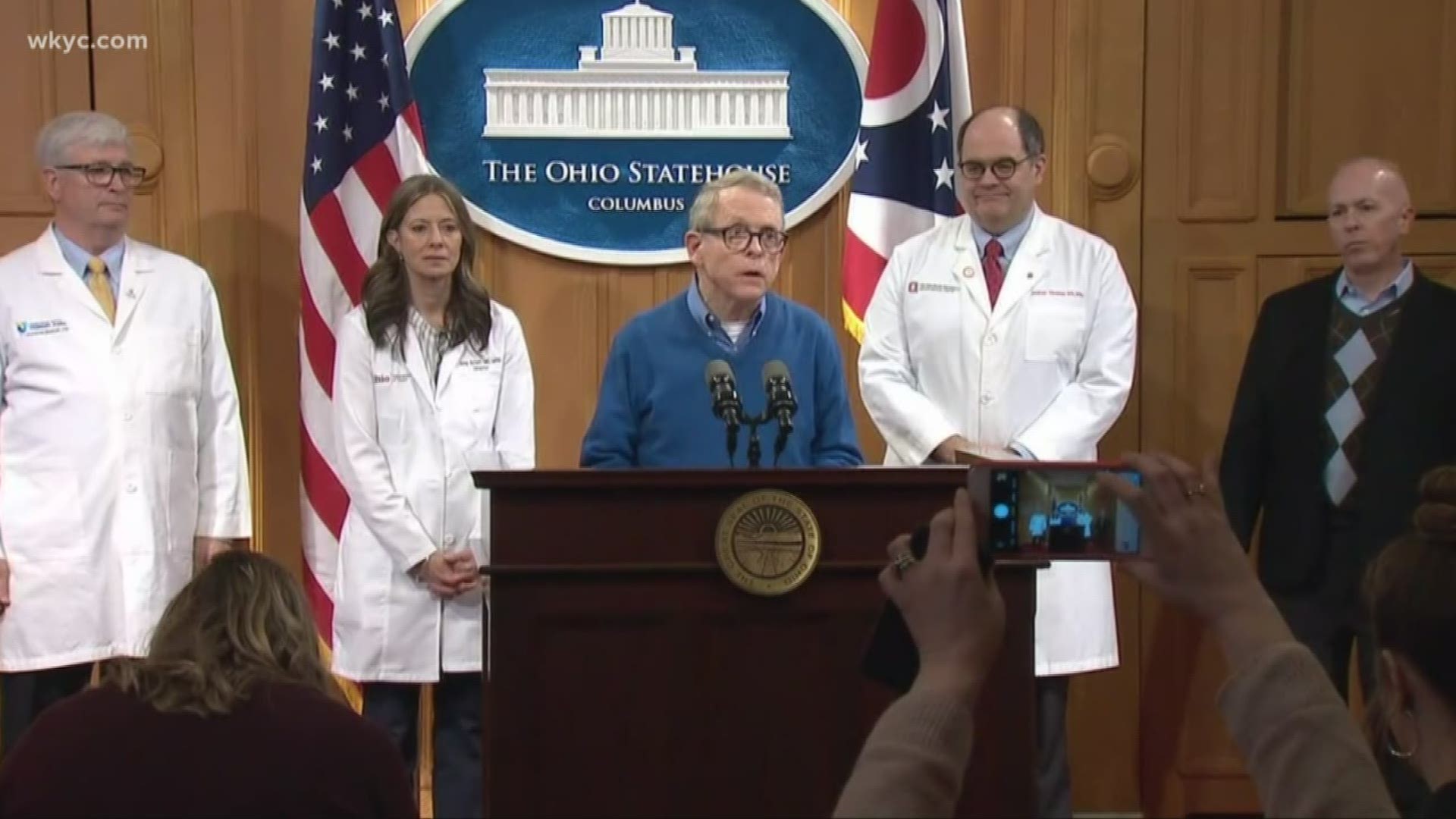 DeWine confirmed that there are still no confirmed cases of coronavirus in the state of Ohio. Five people are now awaiting test results.