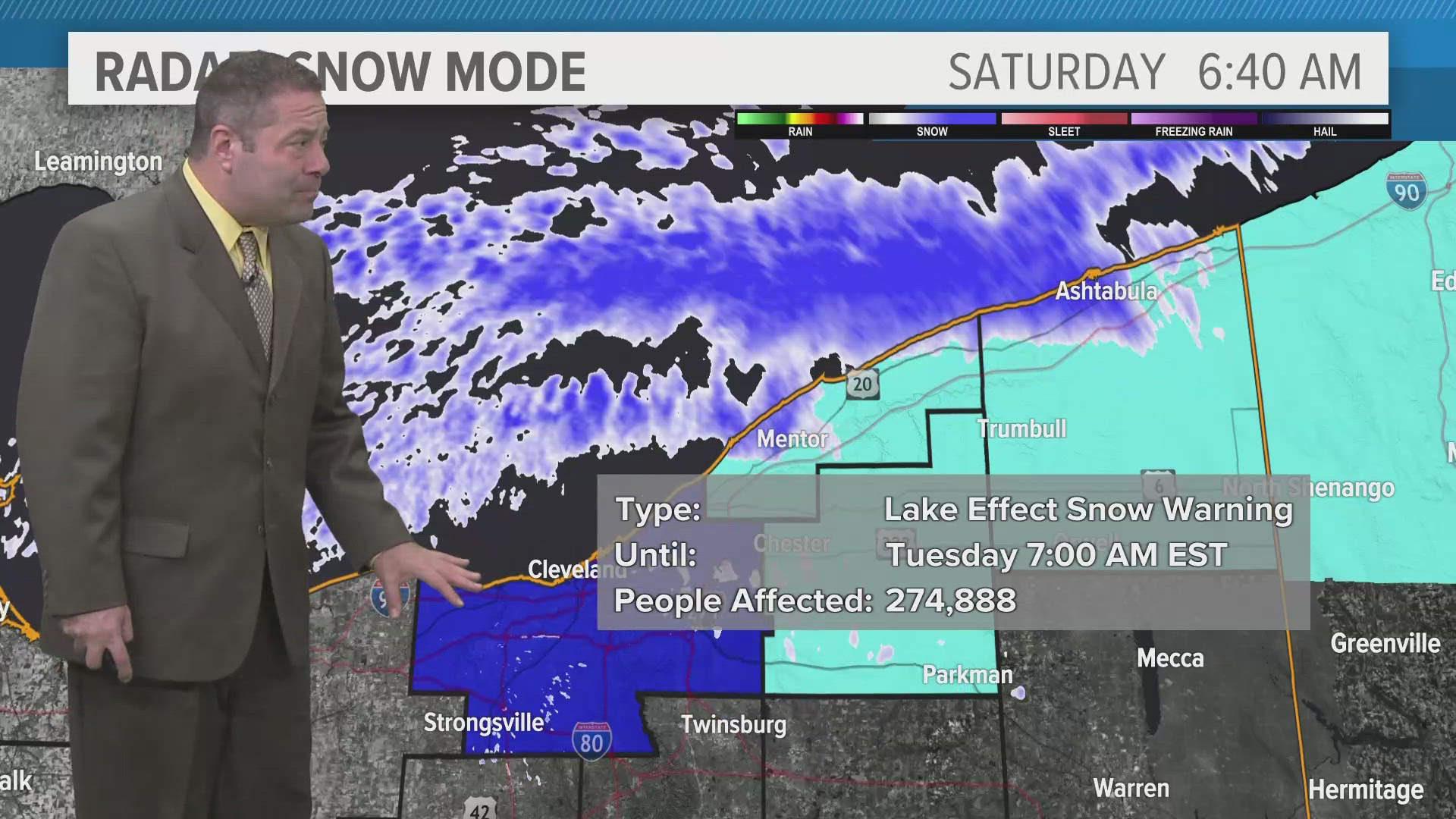 Heavy lake-effect snow showers will bring crippling traveling conditions to the Snowbelt.