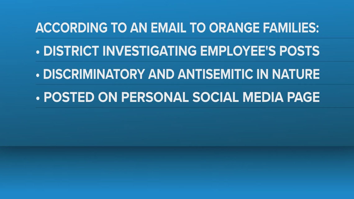 Orange City School District investigates after employee accused of making social media posts that are 'discriminatory and antisemitic in nature'
