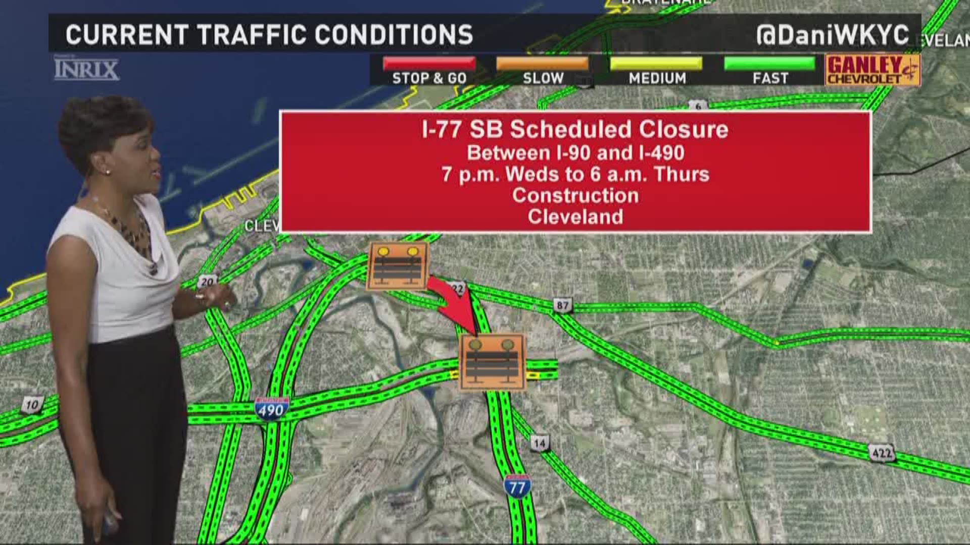 I-77 South between I-90 and I-490 is scheduled to close overnight Wednesday, May 31.