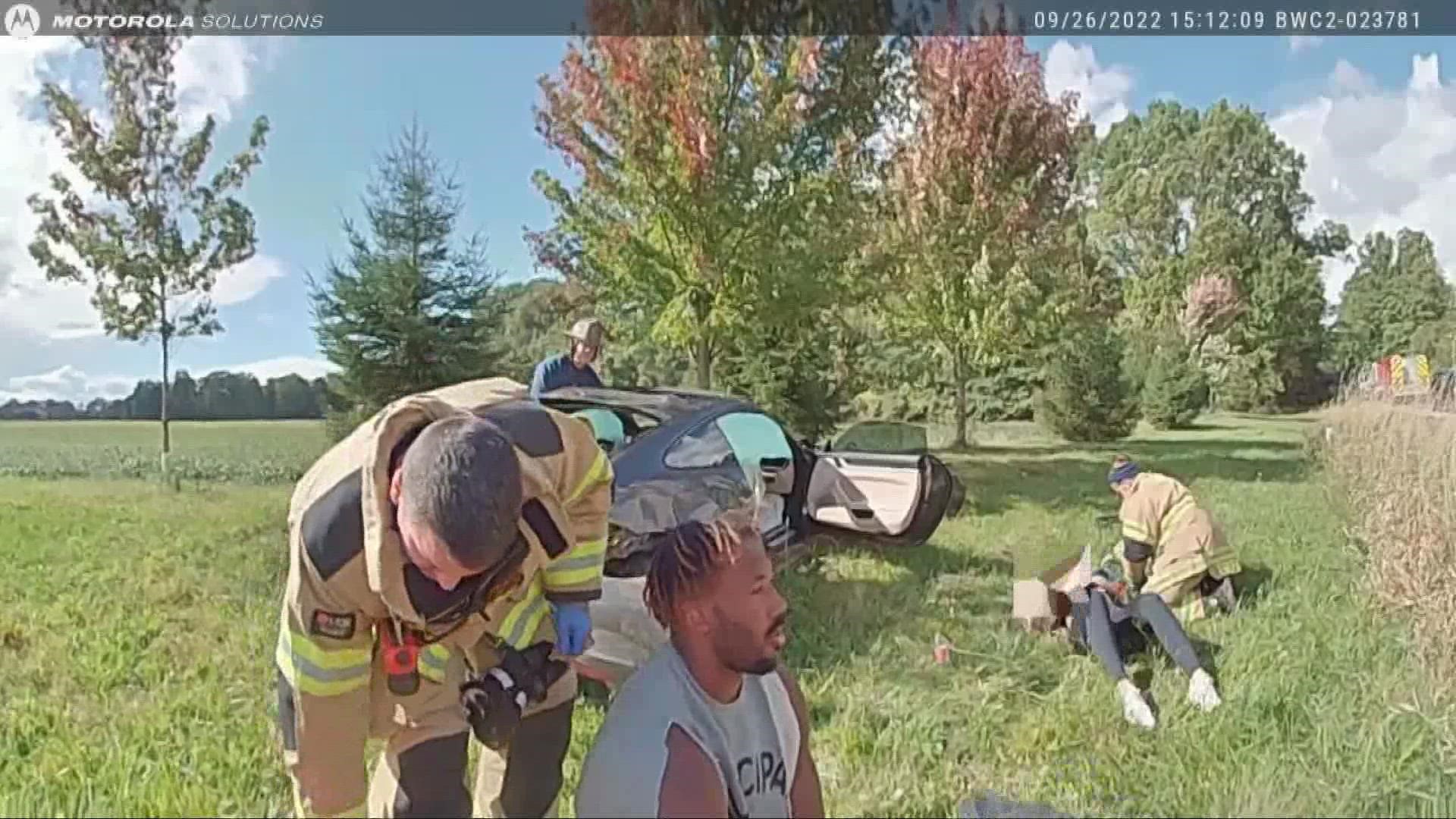 WATCH: Bodycam video shows aftermath of Myles Garrett car crash 
