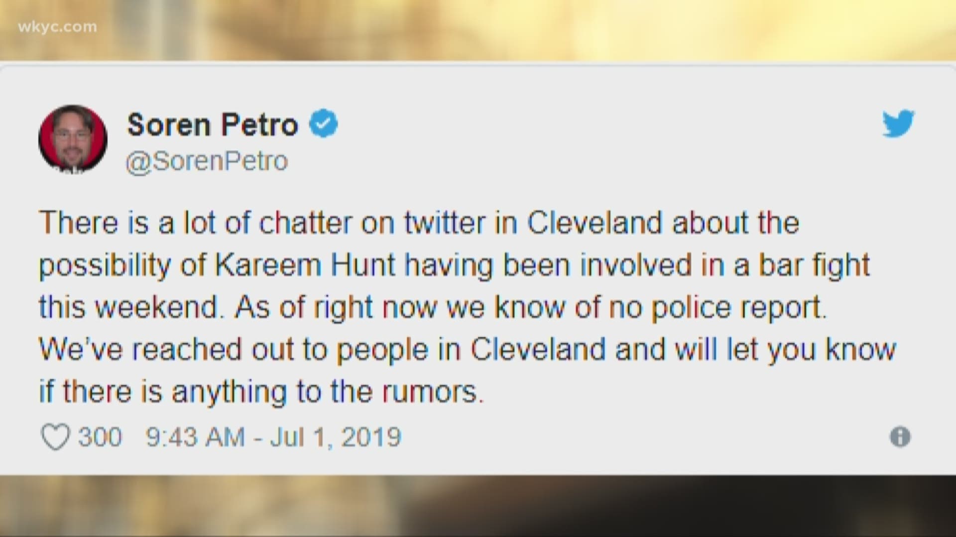 There is a lot of social media buzz over whether Kareem Hunt was in a possible bar fight in Cleveland over the weekend.