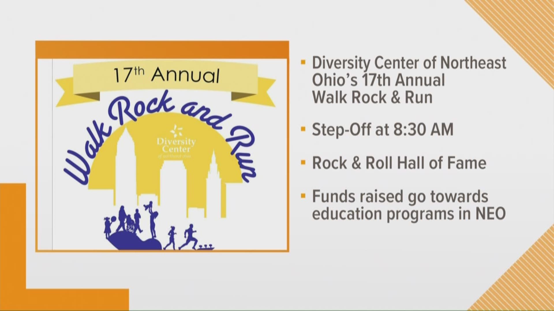 Michael and Lindsay speak to Peggy about the 17th Annual Diversity Walk, Rock and Run supporting education programs for Northeast Ohio.
