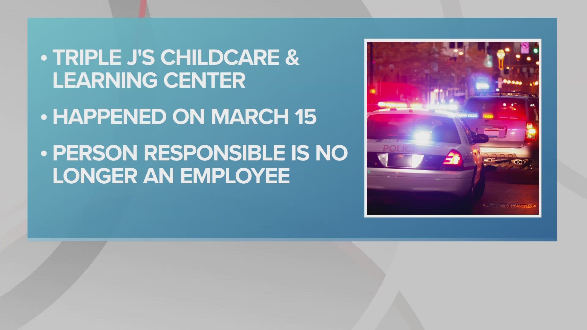 A now former employee at Triple J's Childcare & Learning Center is accused of assaulting an autistic 5-year-old last month.