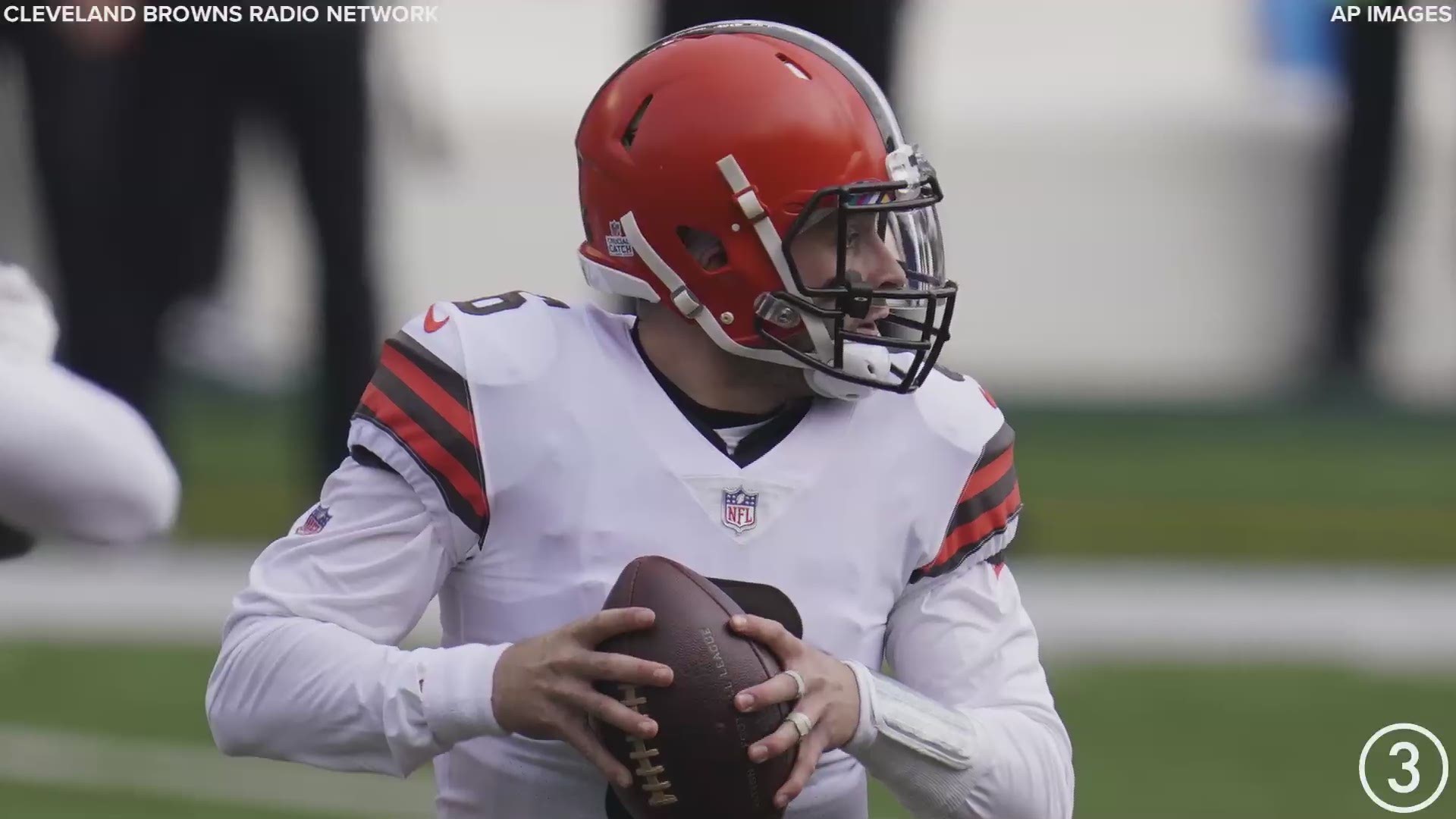 Cleveland Browns quarterback Baker Mayfield found tight end Harrison Bryant for a 3-yard touchdown pass to tie the Cincinnati Bengals 10-10.