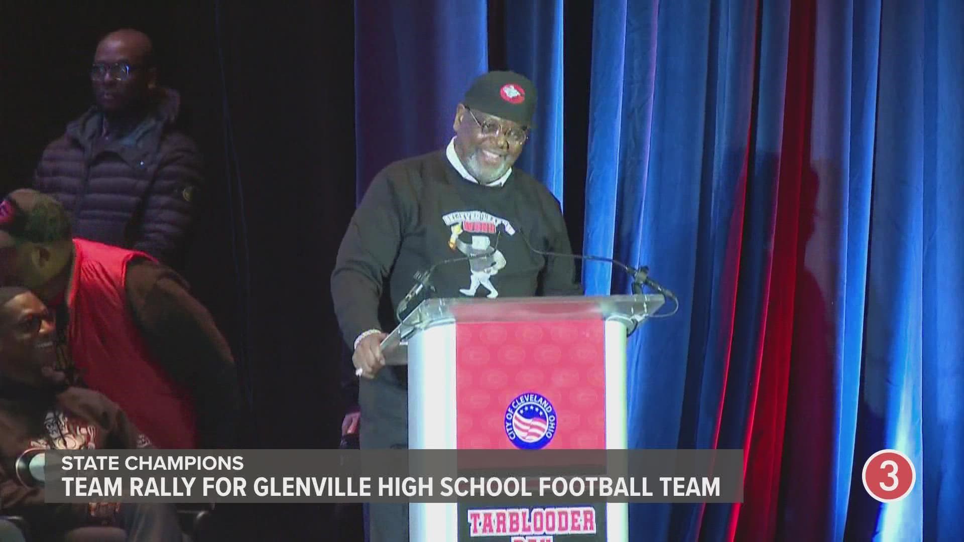 Here's what coach Ted Ginn Sr. had to say in his speech at the Glenville High School football team's championship victory rally.