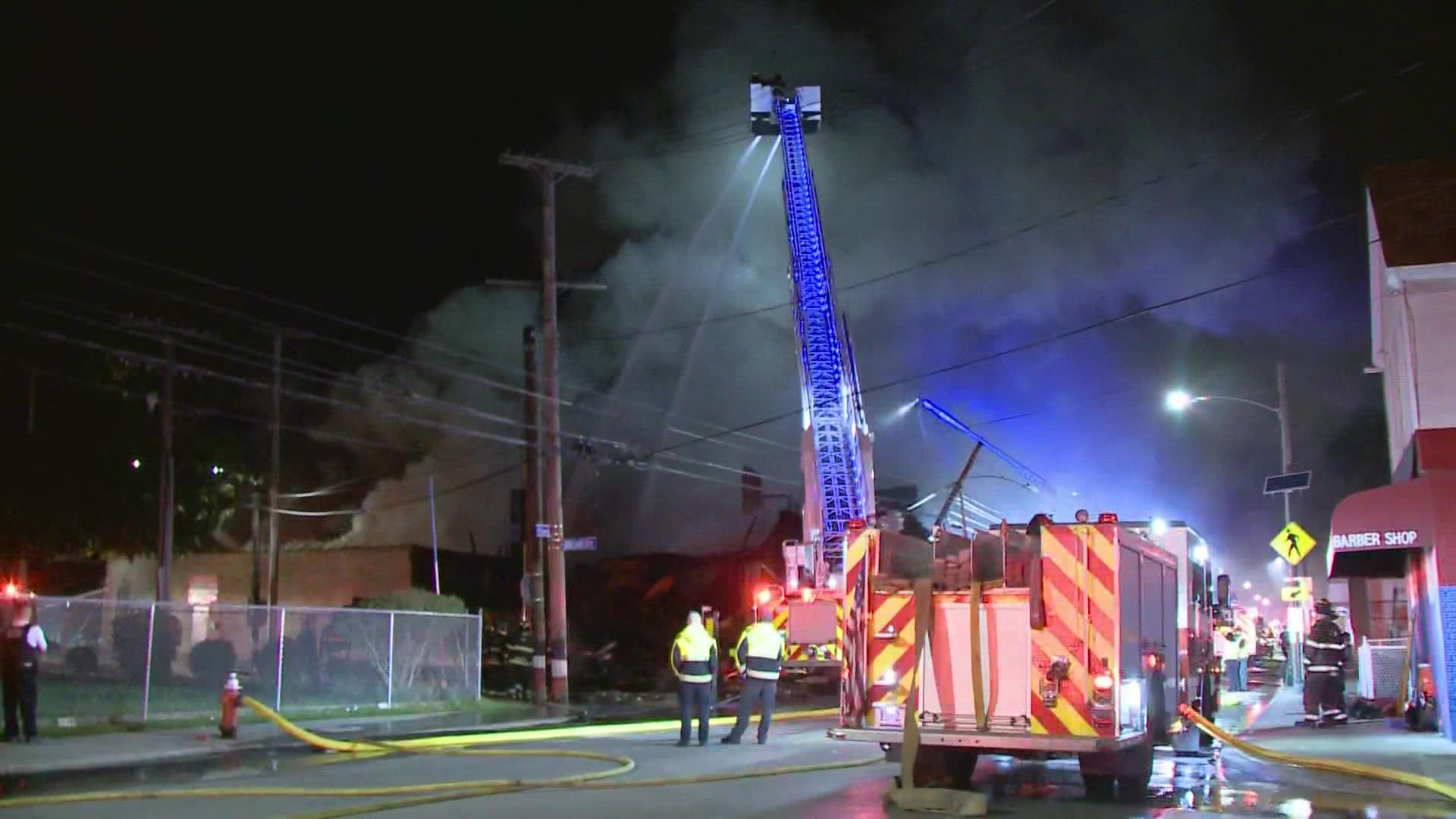 The fire broke out near the intersection of West 46th Street and Clark.