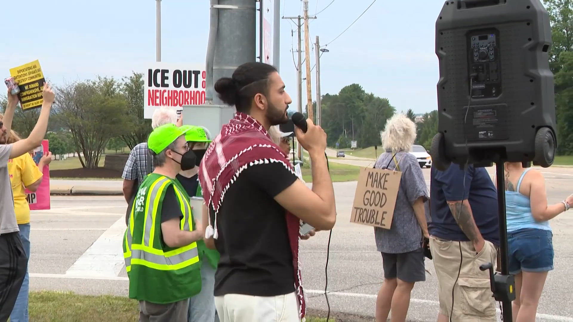 Ice Rally Protest Protesters gather to rally against ICE flights at Akron-Canton Airport ...