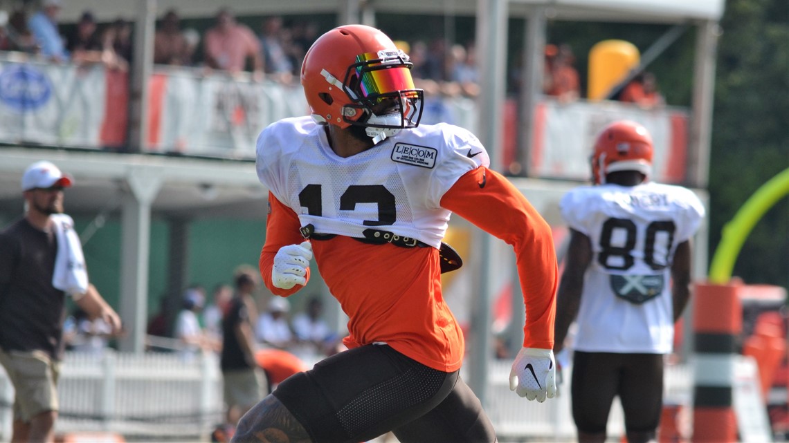 East Rutherford, New Jersey, USA. 16th Sep, 2019. Cleveland Browns wide  receiver Odell Beckham Jr. (13) catches the ball prior to the NFL game  between the Cleveland Browns and the New York