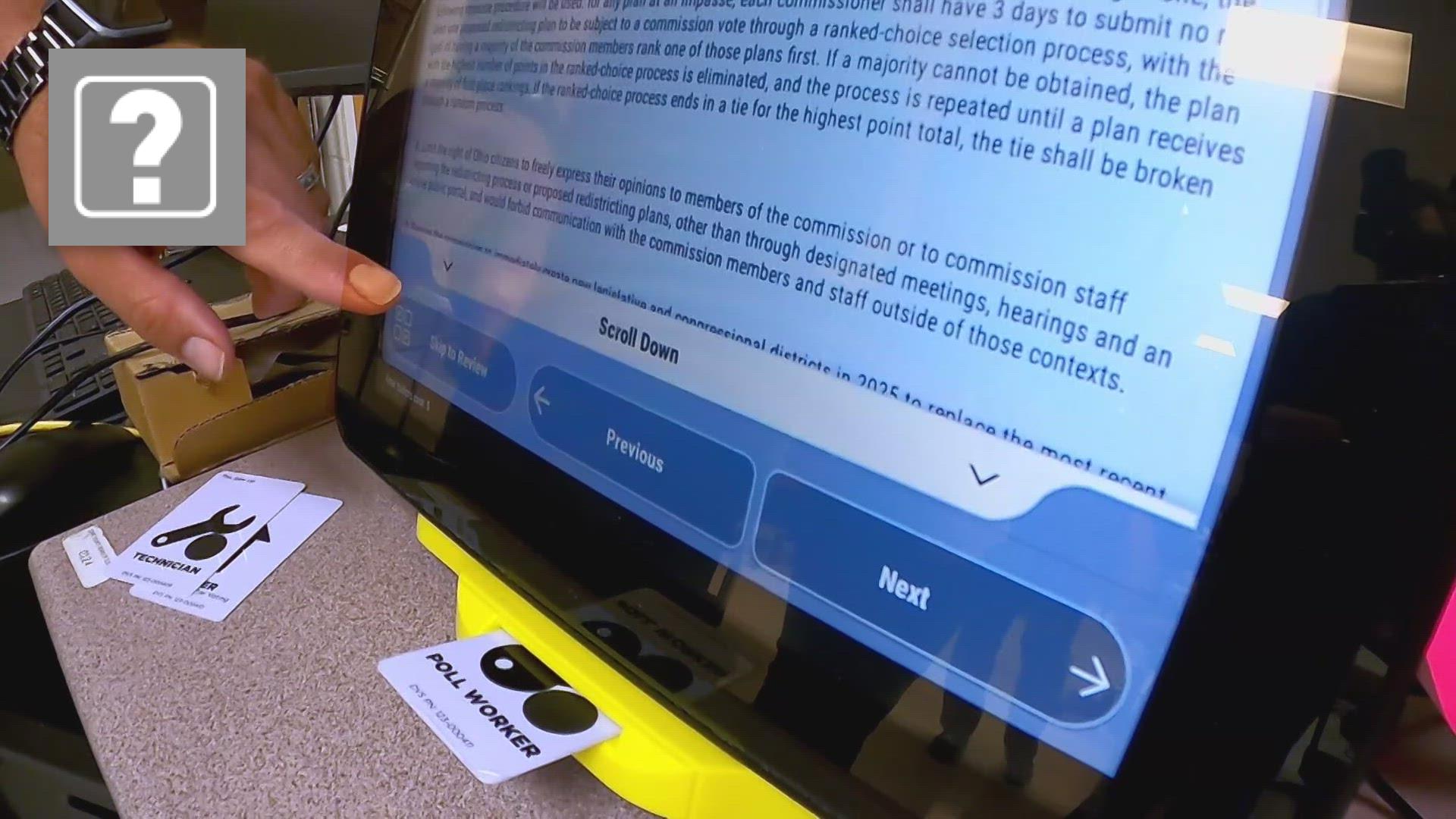 A reddit post claims that if you're not careful, you could skip voting on Ohio's Issue 1 when you're voting electronically. We found the display varies by machine.