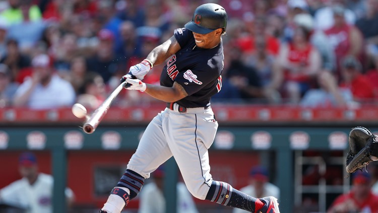 Closeup of Cleveland Indians Francisco Lindor during game vs