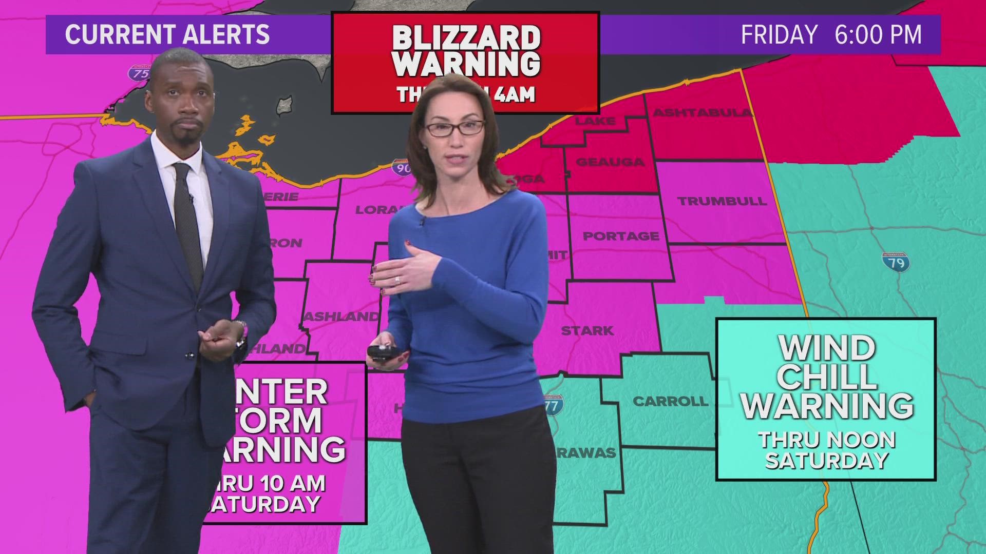 The last time Cleveland had a blizzard warning was back on Dec. 26, 2012, according to the National Weather Service.