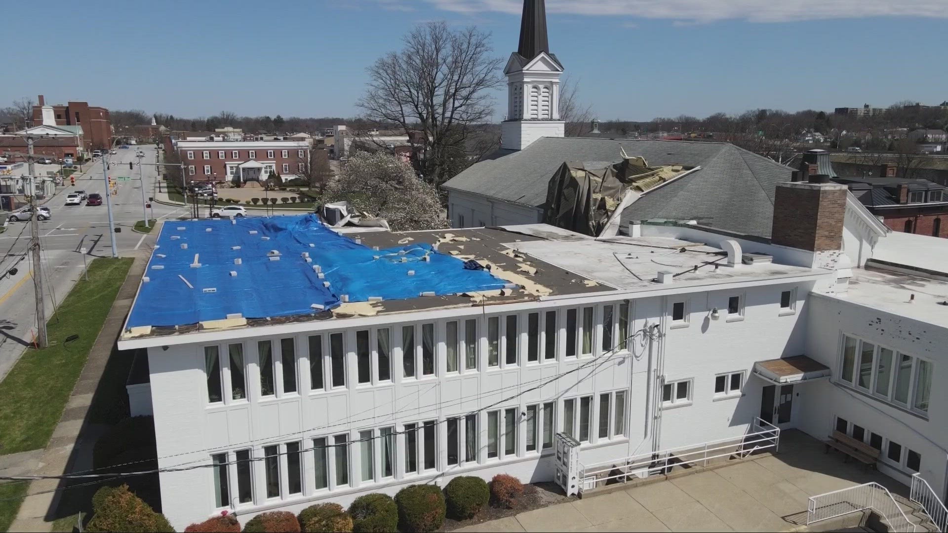 After a large portion of the church’s roof blew off on Saturday, they have been working to restore electricity and gas, and welcome the community back in.