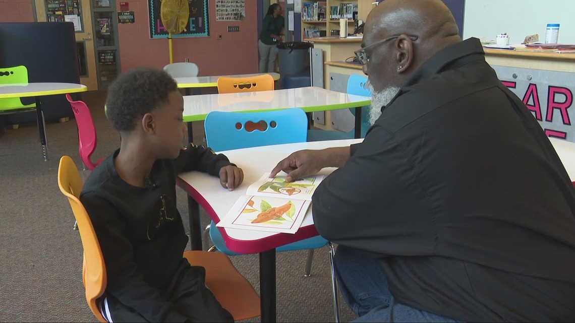 Community volunteers help Harvey Rice Wraparound students with reading goals connected to the Cleveland Reads campaign