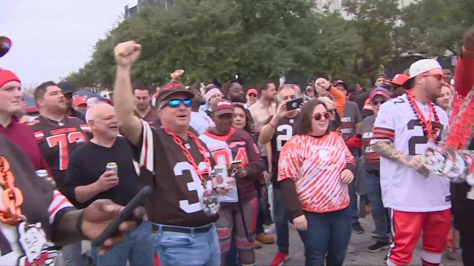 Cleveland Browns fans arrived in Houston to show their support as Deshaun Watson got his first start with the team as quarterback.