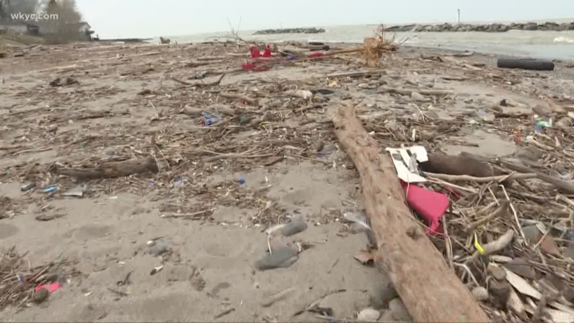 12 foot waves in Lake County leave behind debris