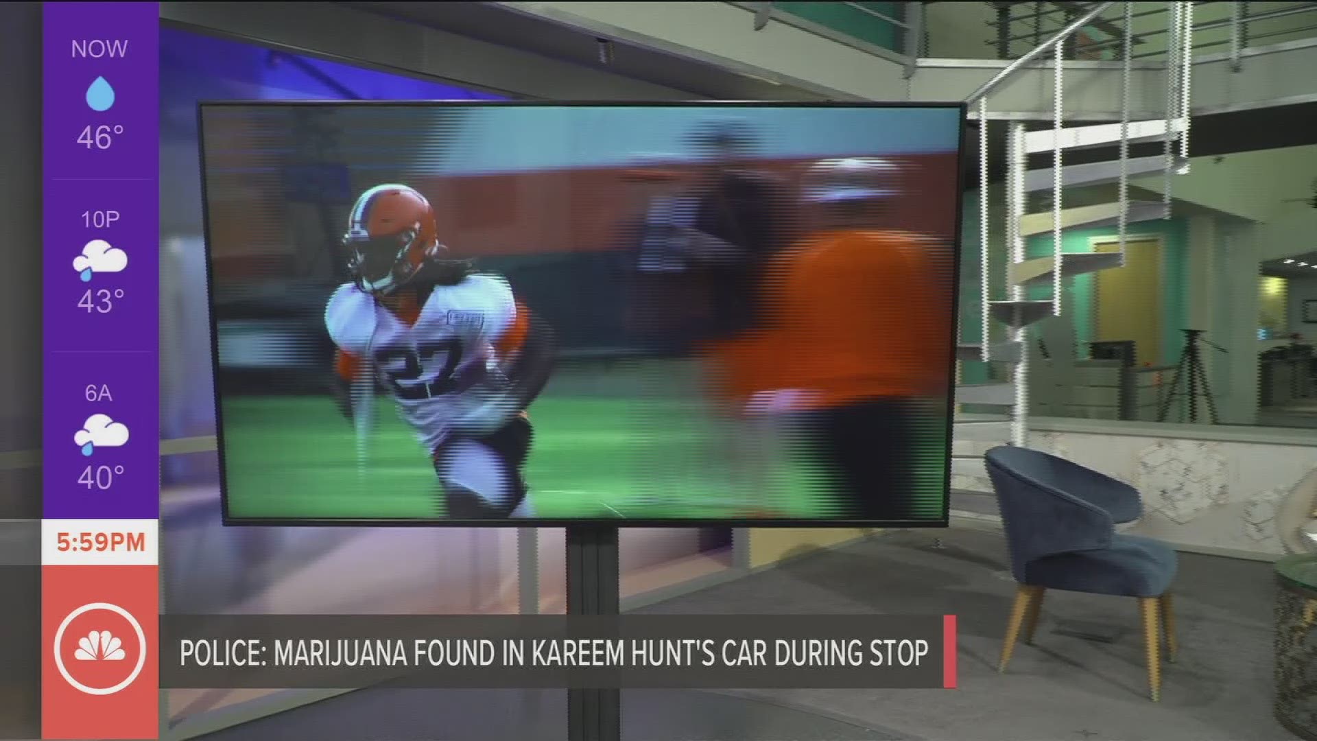 Rocky River Police found marijuana in the car of Cleveland Browns running Kareem Hunt on Tuesday night. The Browns are aware of the matter and looking into it.