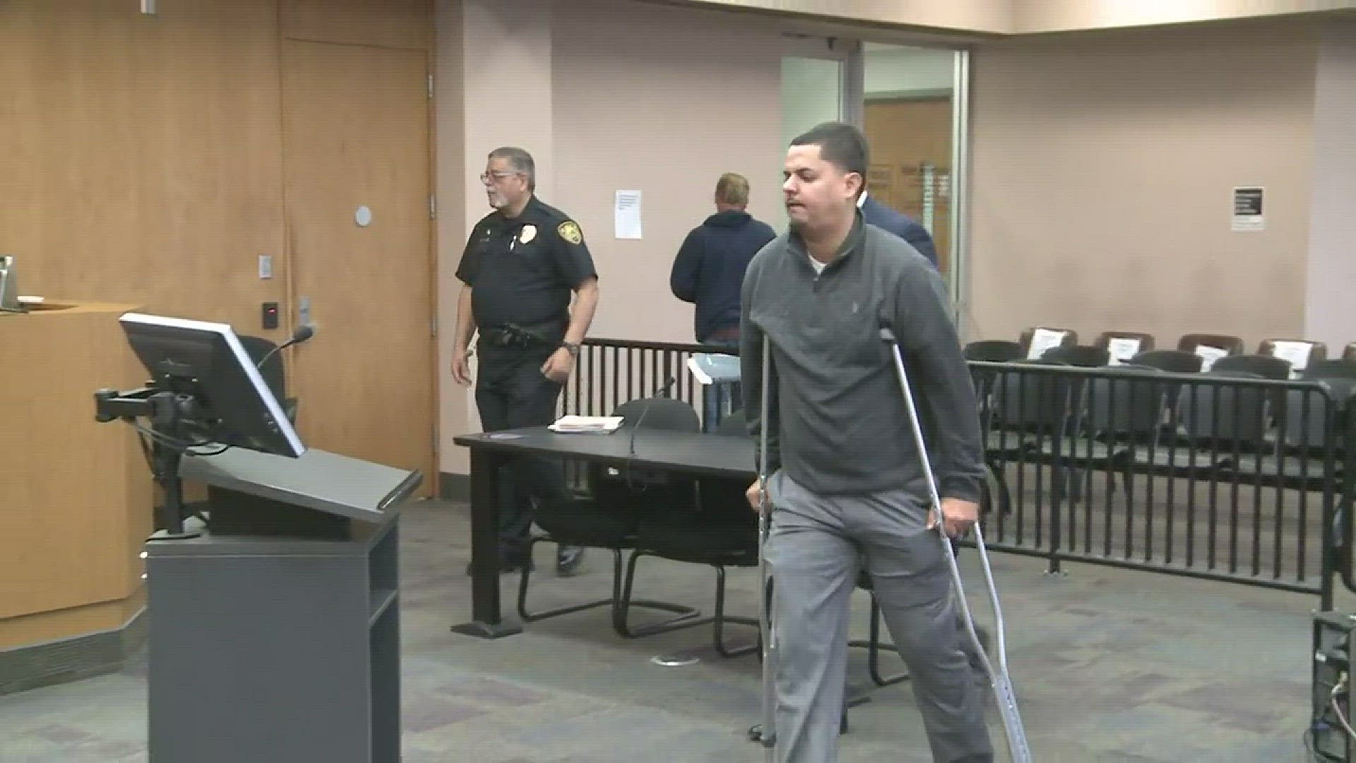 Dec. 5, 2017: Lorain City Councilman Angel Arroyo made his first court appearance Tuesday morning following his weekend arrest. Arroyo was in the courtroom on crutches for the brief hearing in which a not guilty plea.
