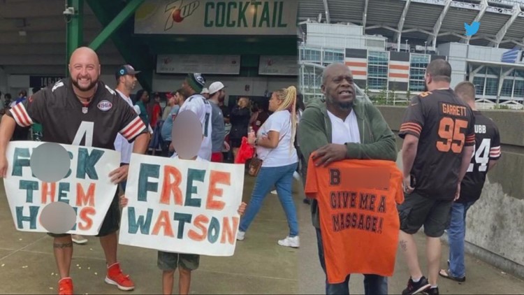 Controversial t-shirts, posters seen at Browns preseason game