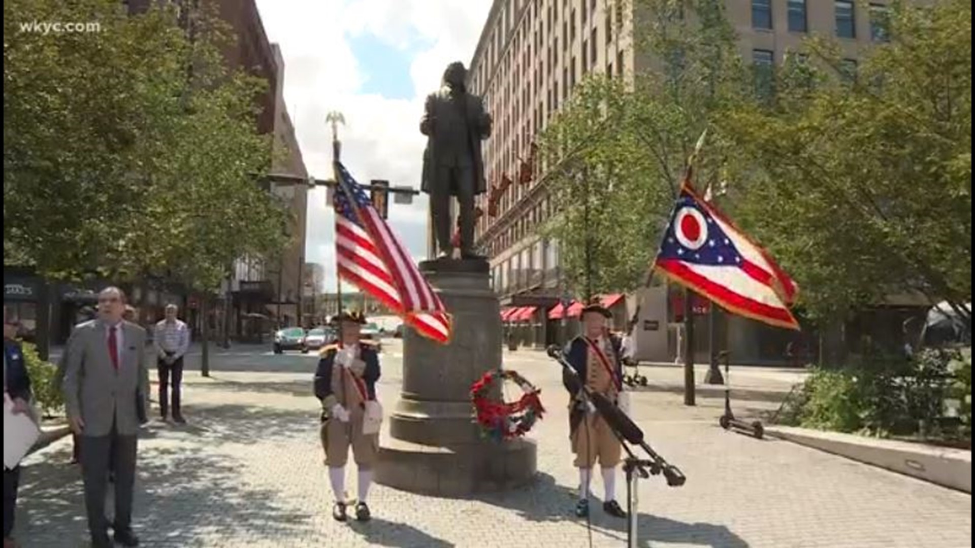 Cleveland's 225th birthday was honored with a special ceremony at the Moses Cleaveland statue in Public Square.