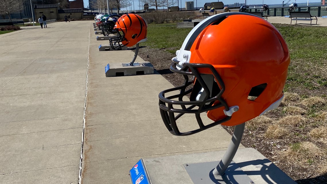 Cleveland NFL Draft: Helmets line Mall C ahead of NFL Draft