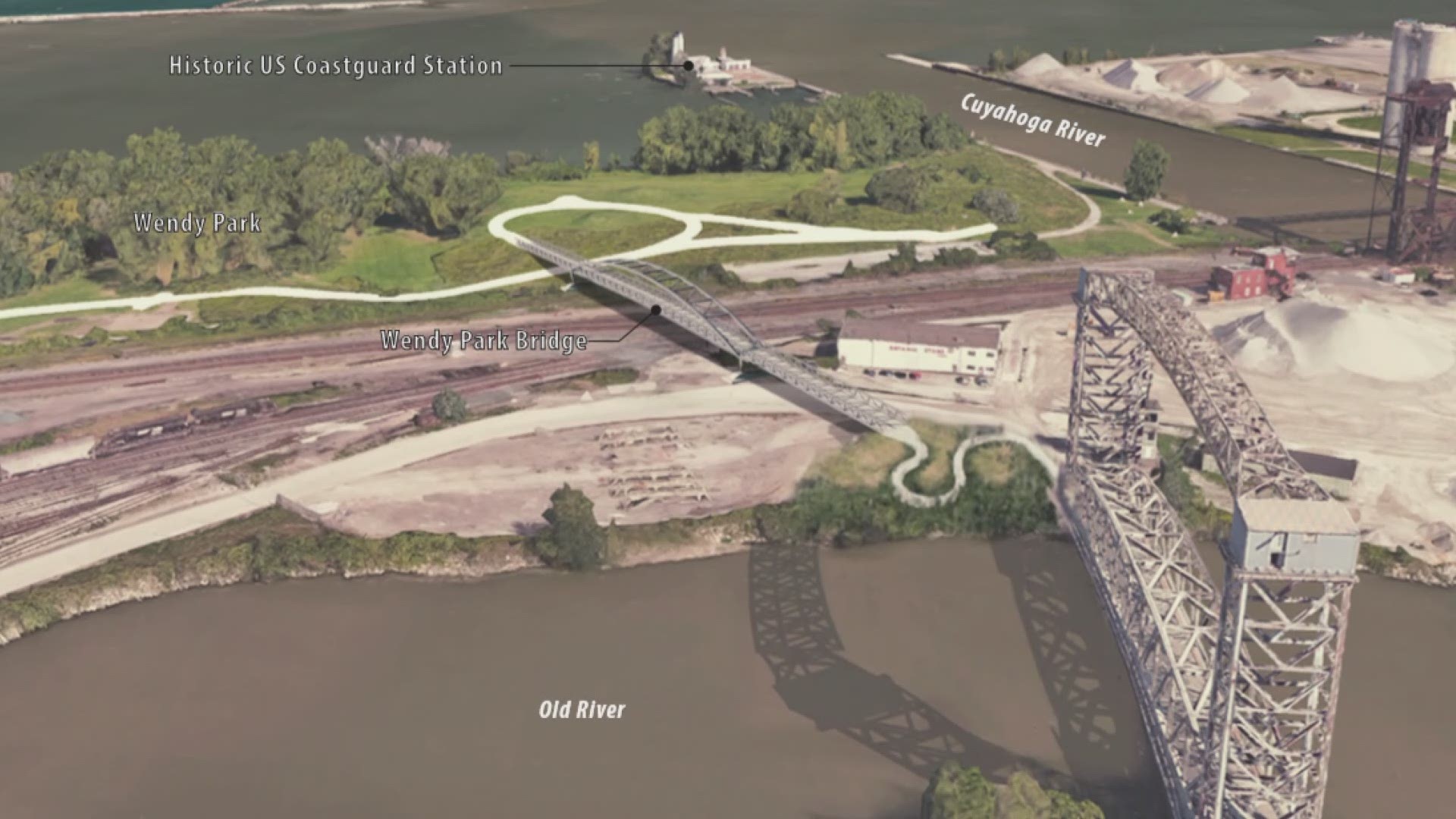 The Wendy Park Bridge will span 500 feet connecting the Flats, Downtown Cleveland and the Towpath Trail to Wendy Park.