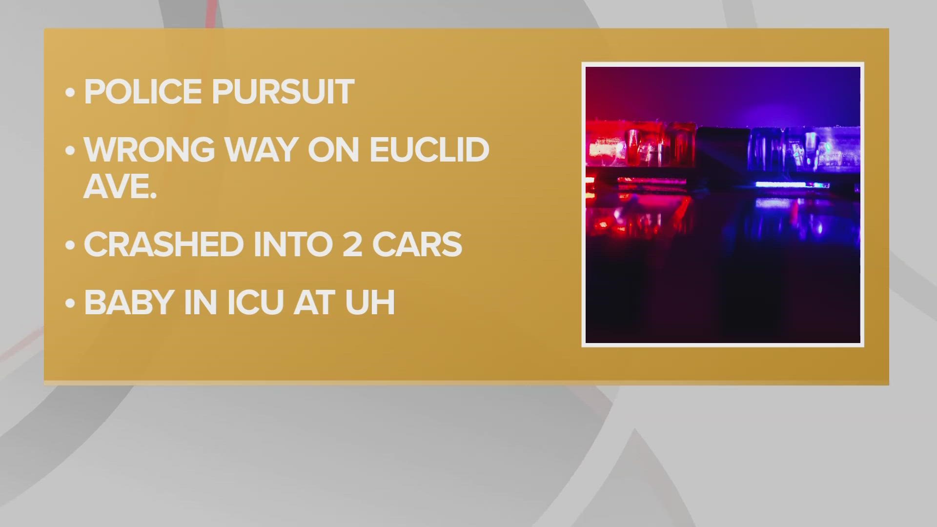 The baby was taken to University Hospitals by bystanders and confined to the intensive care unit due to internal injuries.