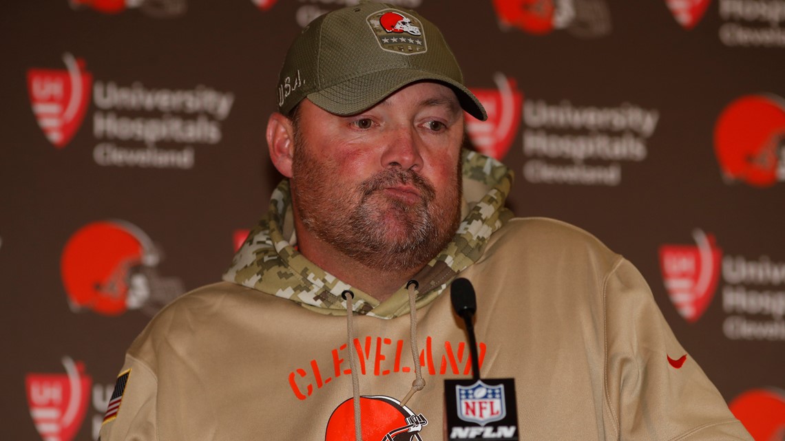 Cleveland Browns head coach Freddie Kitchens watches during the first half  of an NFL preseason football game against the Detroit Lions, Thursday, Aug.  29, 2019, in Cleveland. (AP Photo/Ron Schwane Stock Photo 