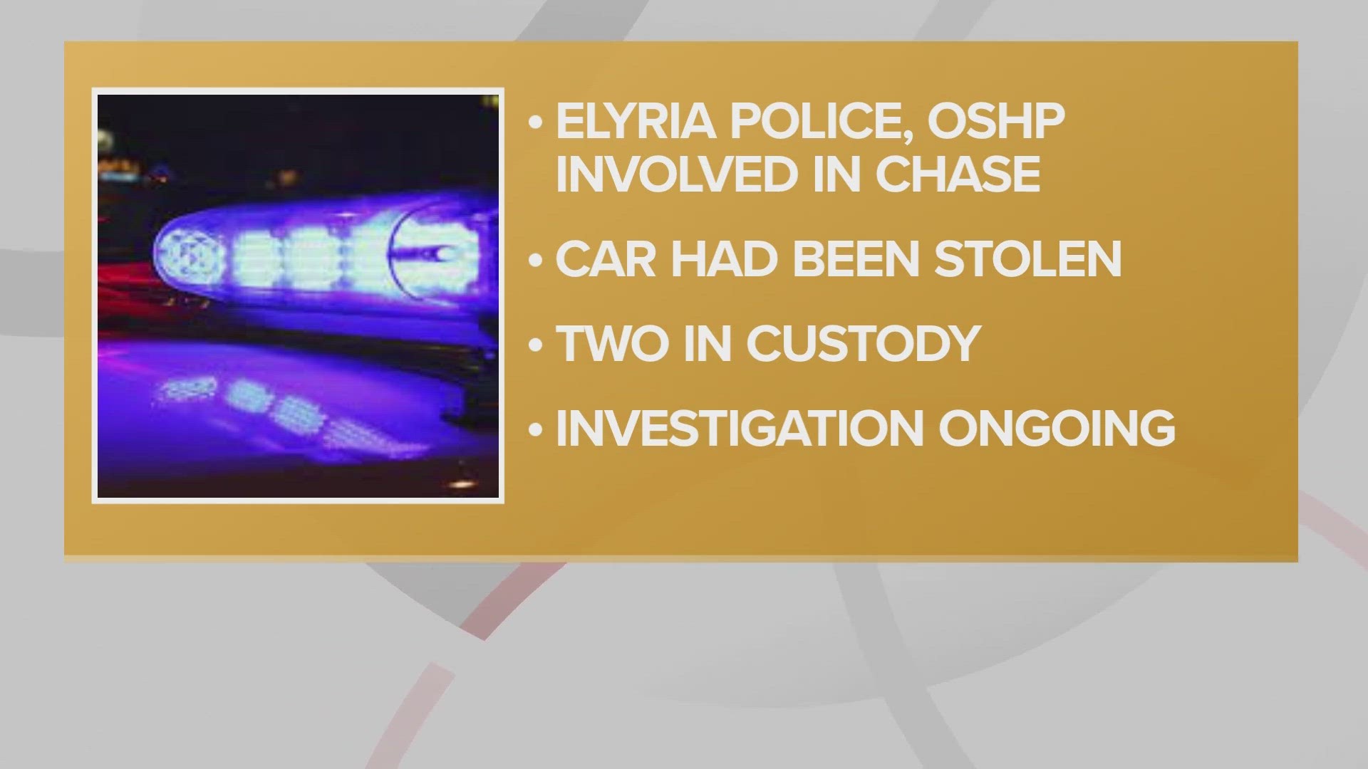 Police say the car had recently been reported as stolen out of Cleveland and allege the car had been taken at gunpoint.