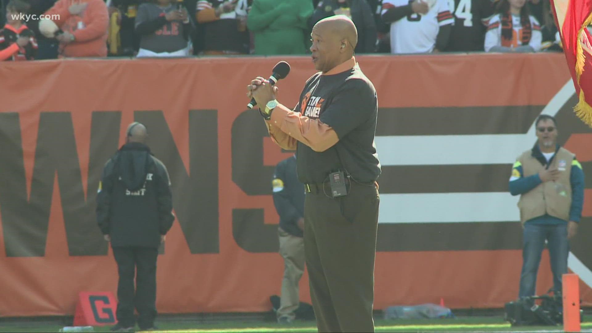 BW music theatre major sings national anthem at Browns game