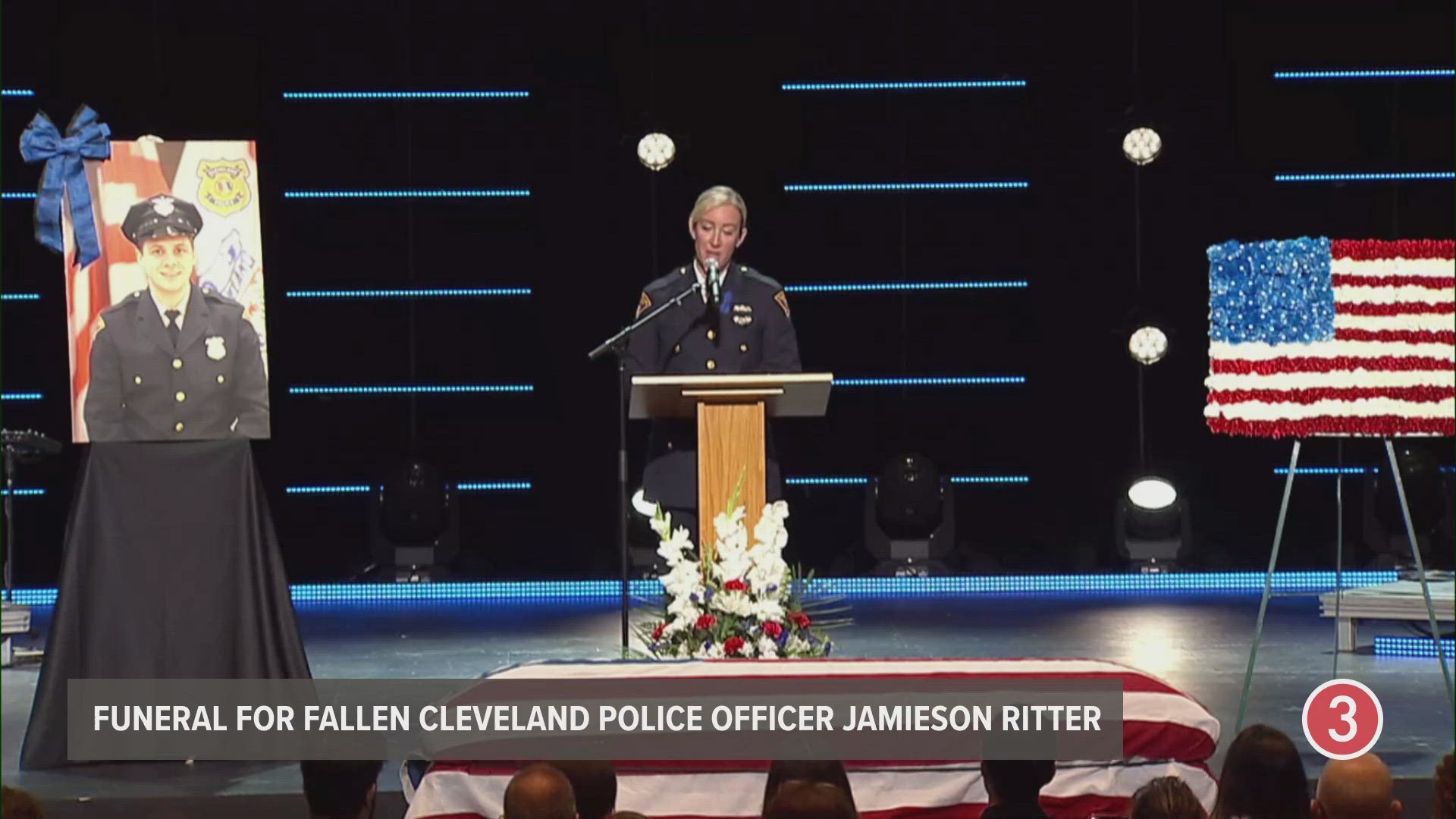 Cleveland Division of Police Sgt. Kelly Smith poignantly remembers fallen officer Jamieson Ritter at his funeral service in Rochester, New York.