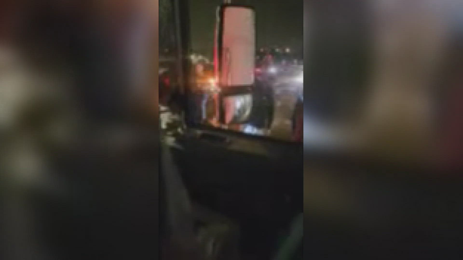 Video shows the terrifying moments a party bus driver was trapped in what Cleveland police say was a 'street takeover,' shutting down the I-90 Innerbelt bridge.