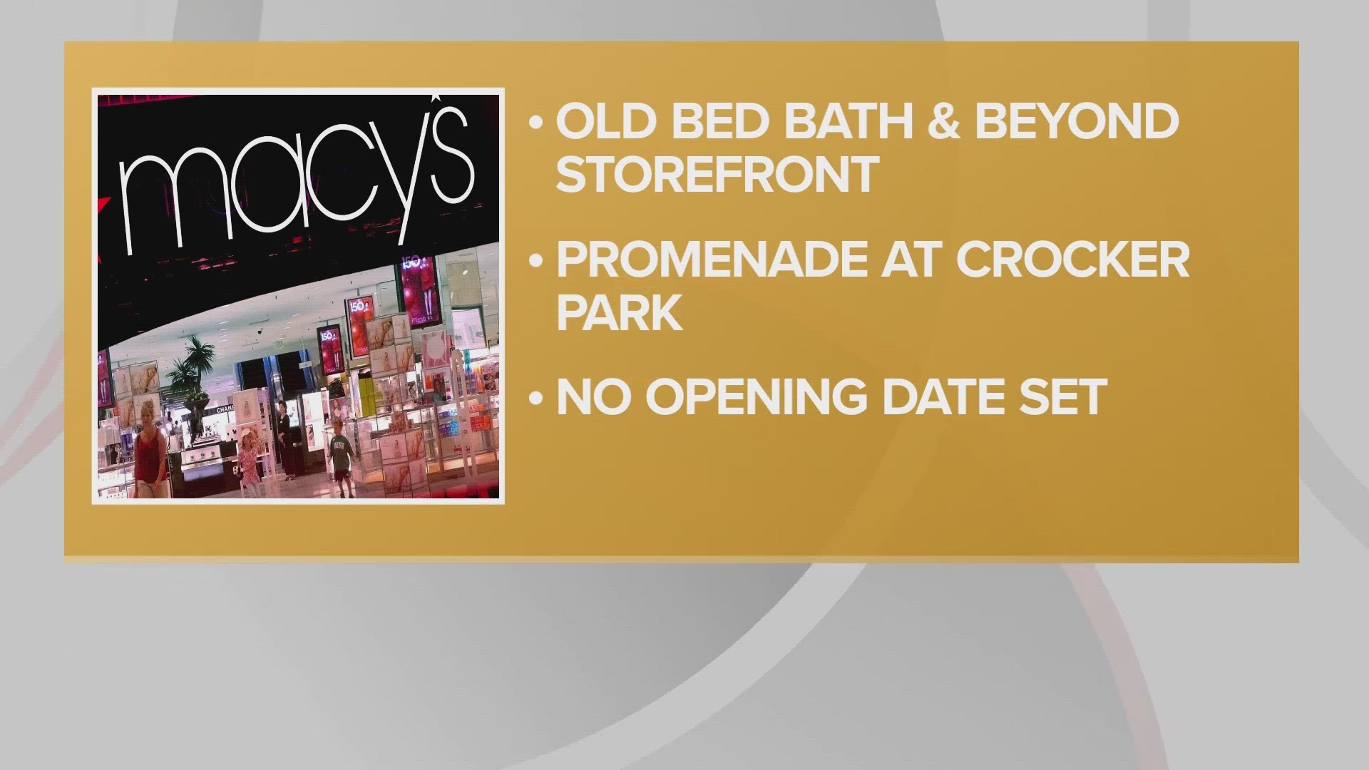 The Bed Bath & Beyond location closed in 2023 after the retailer filed for bankruptcy protection and closed all of its stores nationwide.