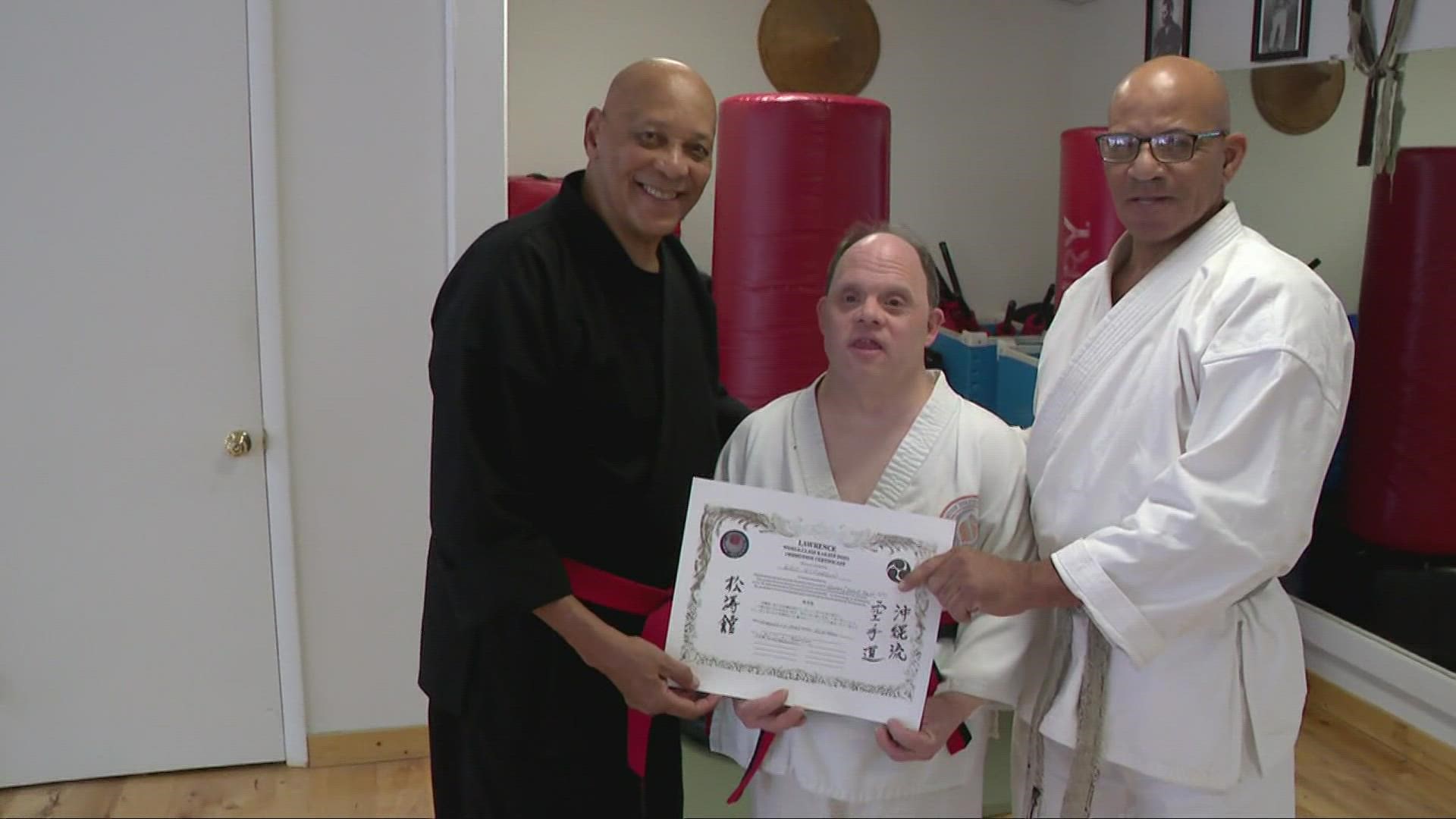 A 59-year-old New York man with Down Syndrome has earned his 5th-degree black belt in karate. Congratulations to Eric Sharoun.