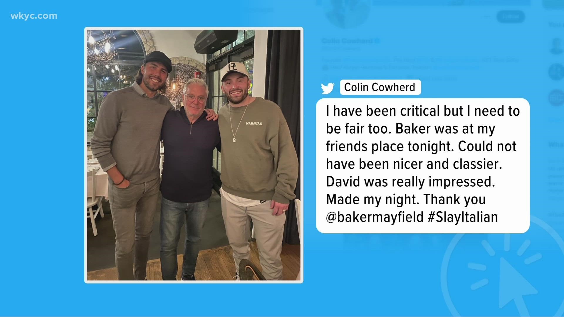 Of all people, Colin Cowherd shared a picture of Cleveland Browns quarterback Baker Mayfield out in Los Angeles while recovering from surgery.