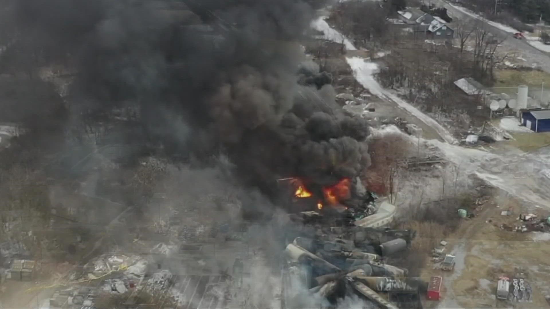 Officials are investigating after a massive fire sparked following a train derailment in East Palestine, Ohio.
