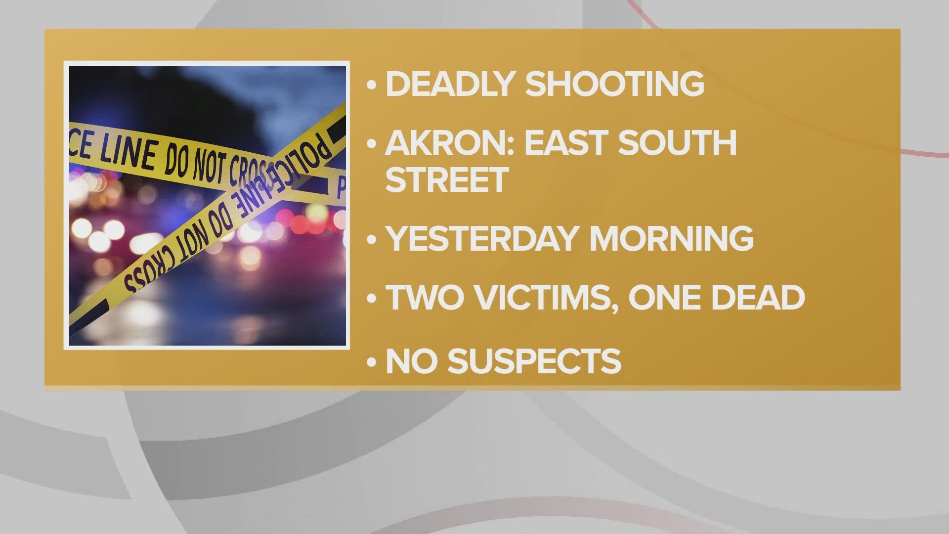 Akron police are investigating after 1 man was killed and another was injured following a shooting outside of a bar.