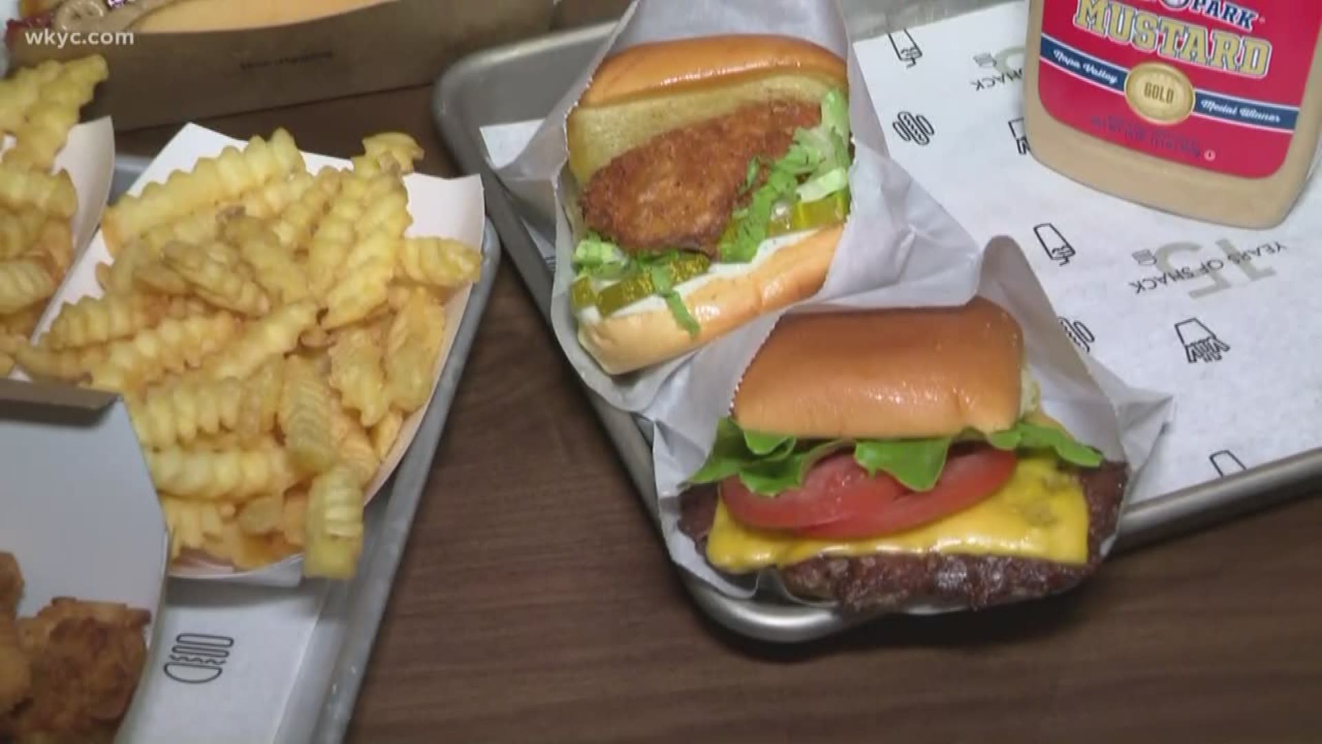 June 20, 2019: Hungry? You will be. We get a closer look at the staple burgers, fries and shakes on the Shake Shack menu inside the new restaurant in downtown Cleveland. It's the third Shake Shack location in Northeast Ohio.