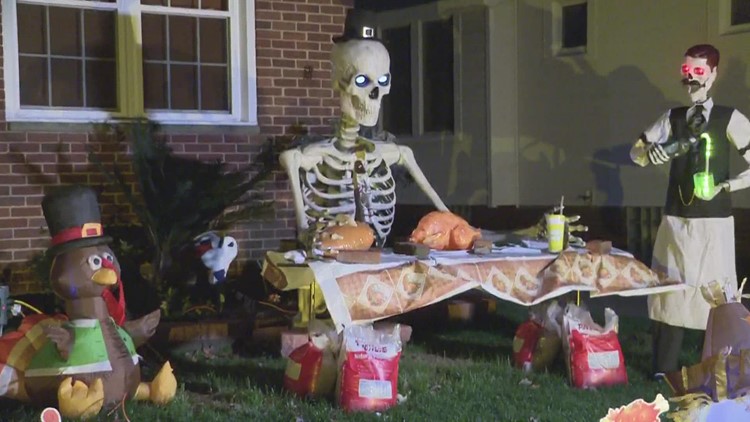 Halloween decorations put haunted twist on Thanksgiving at Parma home