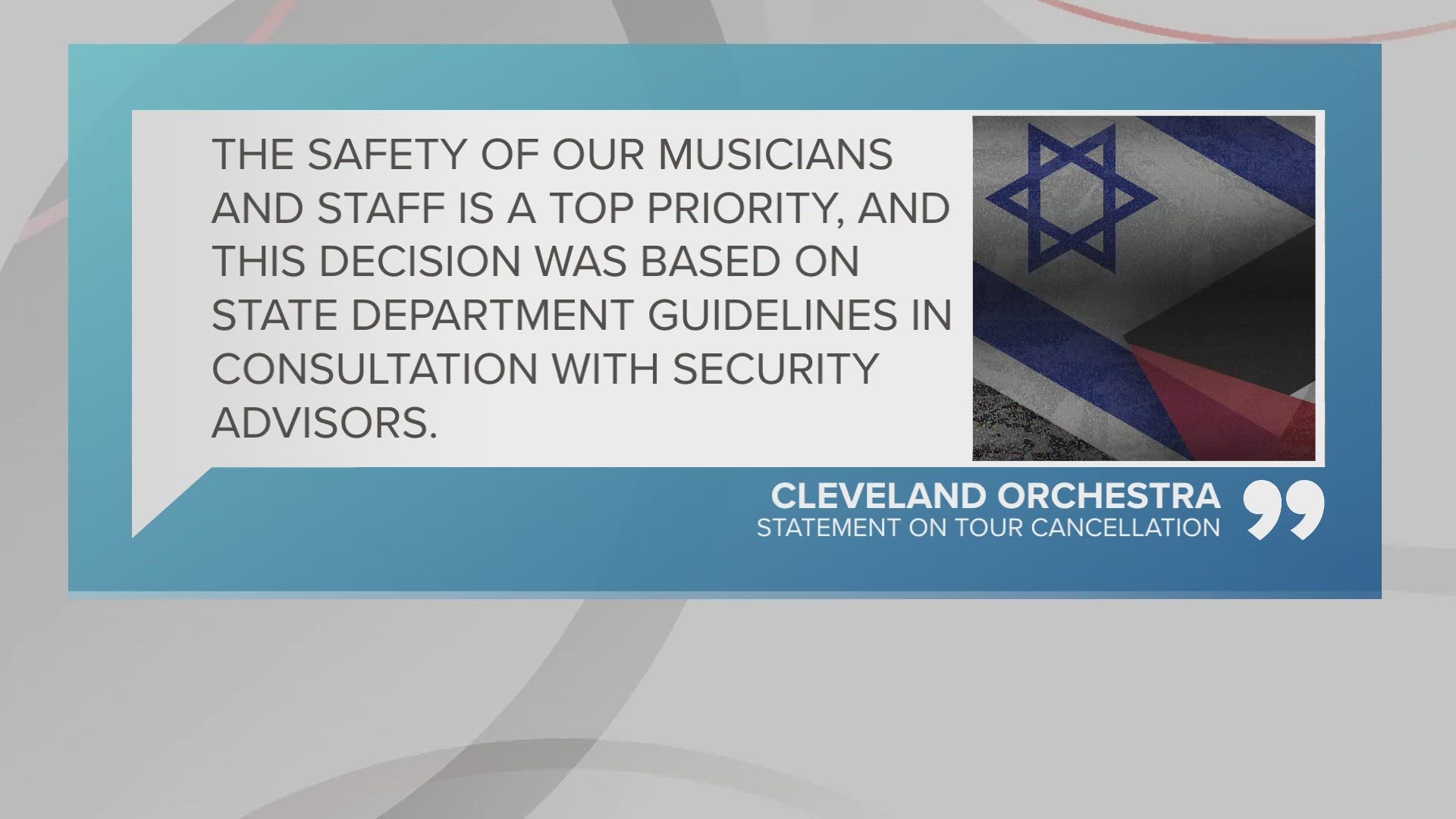 The Cleveland Orchestra had originally announced that they would be visiting Israel in honor of the 75th anniversary of Israel’s Declaration of Independence in 1948.